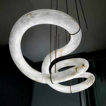 Oslo Designer Inspired Double Loop Symmetrical Alabaster Chandelier Light