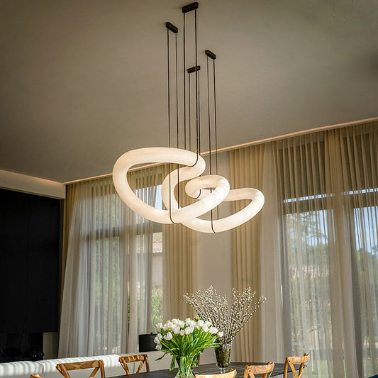 Oslo Designer Inspired Double Loop Symmetrical Alabaster Chandelier Light