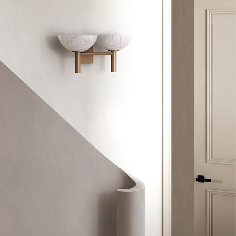 Joey 2 Lights Alabaster Wall Sconce, Indoor Hallway Wall Lamp