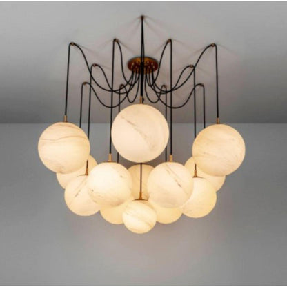 Aria Alabaster Ball Chandelier, Luxurious Alabaster Chandelier