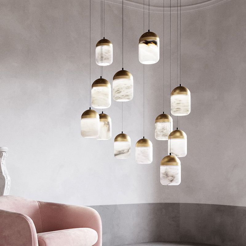 Serenity's Cascade - Modern Minimalist Alabaster Staircases Pendant Light