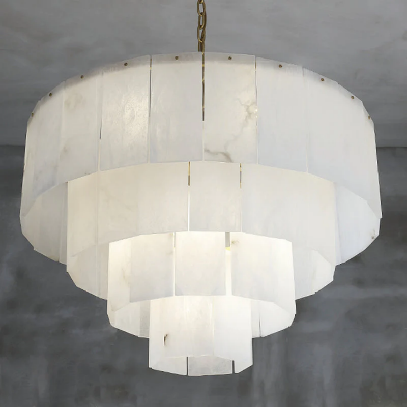 Modern Alabaster Multi-Layer Round Chandelier D31"