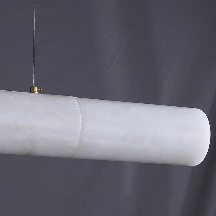 Ethereal Alabaster Linear Chandelier Cylinder Light For Dining Room