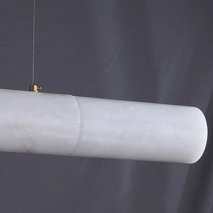 Ethereal Alabaster Linear Chandelier Cylinder Light For Dining Room