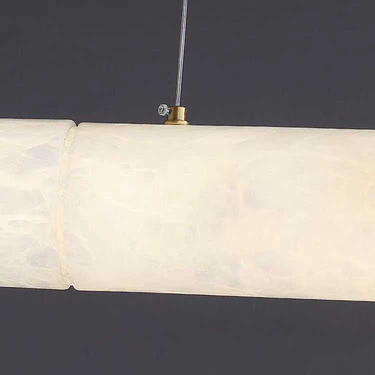 Ethereal Alabaster Linear Chandelier Cylinder Light For Dining Room