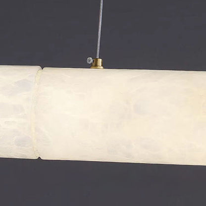 Ethereal Alabaster Linear Chandelier Cylinder Light For Dining Room